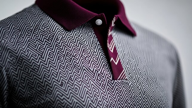 Closeup Geometric Patterned Shirt with Tie