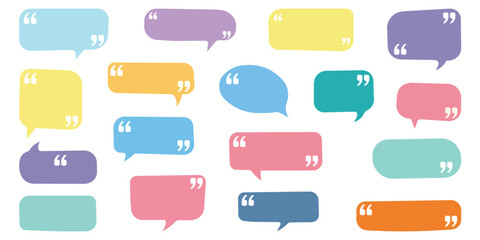 Obraz premium Assorted colorful speech bubbles in various shapes and sizes arranged on a white background silhouette