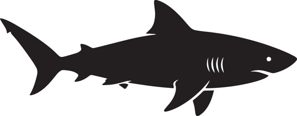 Fototapeta premium Black shark icon, shark silhouette, ocean predator, sea creature