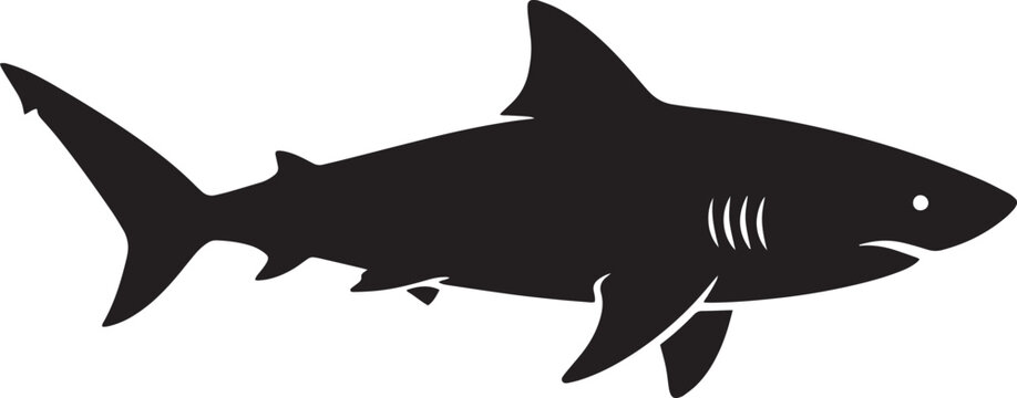 Black shark icon, shark silhouette, ocean predator, sea creature