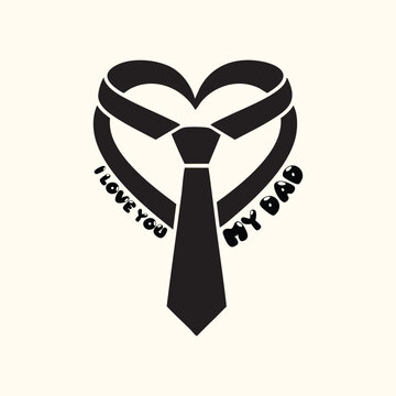 A black heart shape with a tie and text i love you my dad silhouette