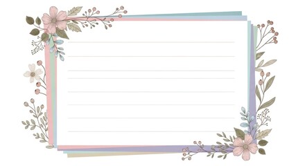 Fototapeta premium A blank notepad with a floral border on a white background