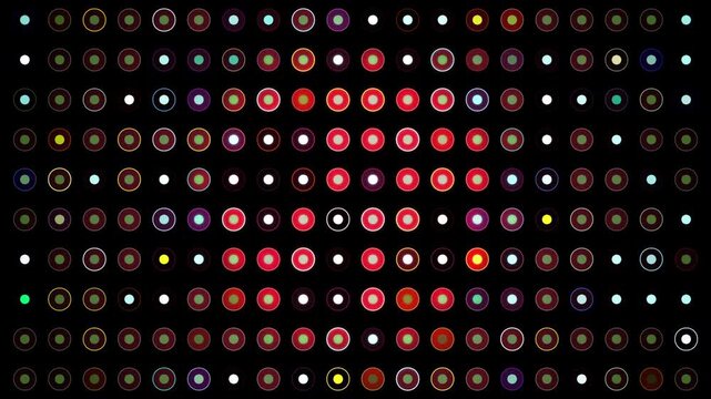 Abstract background animated grid of random blinking light signals forming a dynamic data matrix