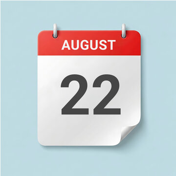 August 22nd Calendar Page - Modern Reminder and Planning Icon