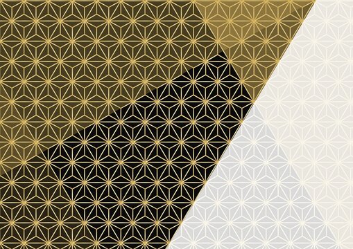 Luxury Japanese Asanoha (Hemp Leaf) Pattern: Metallic Gold Gradient on Black Background
