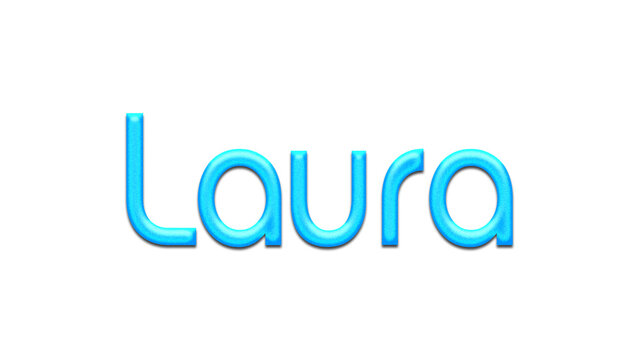 Glowing blue effect of name Laura on white background.