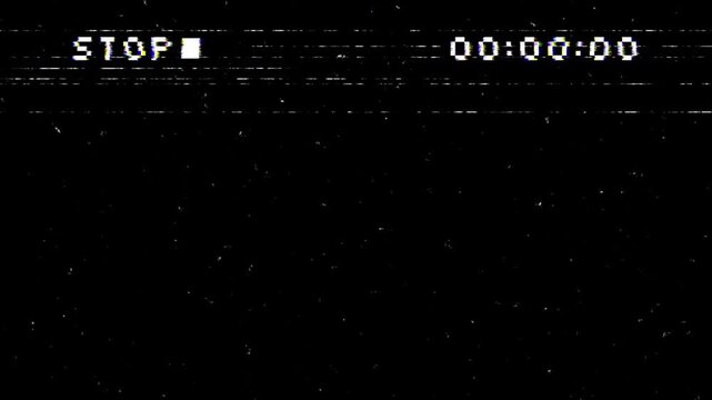 VHS stop message timer suitable for countdowns or technical difficulties clips in videos or presentations visual effects.