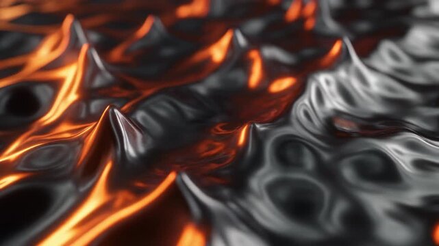 Flame on Metal Surface Closeup View.