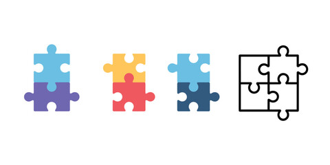 Fototapeta premium puzzle pieces connected in different colors