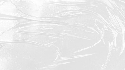 Plastic wrap transparent texture overlay effect. Polyethylene packaging of vinyl wrap or cd cover. Shrink crumpled plastic bag sleeve, package mockup illustration