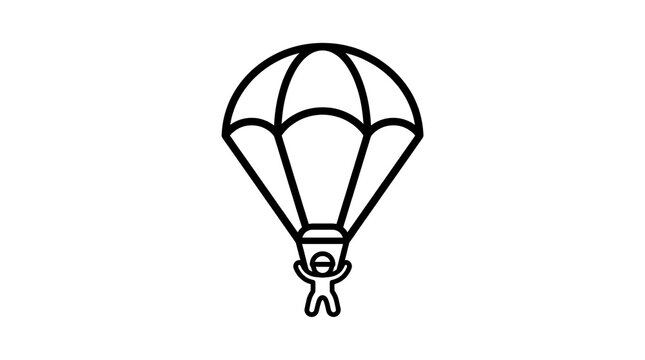 stick figure parachuting down safely.