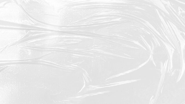 Plastic wrap transparent texture overlay effect. Polyethylene packaging of vinyl wrap or cd cover. Shrink crumpled plastic bag sleeve, package mockup illustration