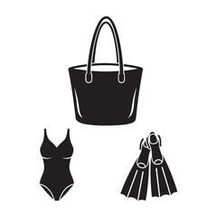 Beach fashion icons with tote bag swimsuit and flippers © MAHEDI