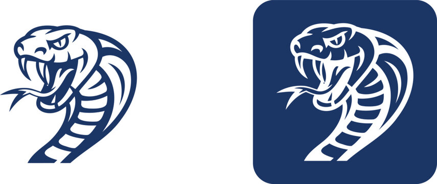 Blue and white cobra head snake