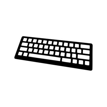 Black and white simple keyboard icon showing computer input method, computer peripheral