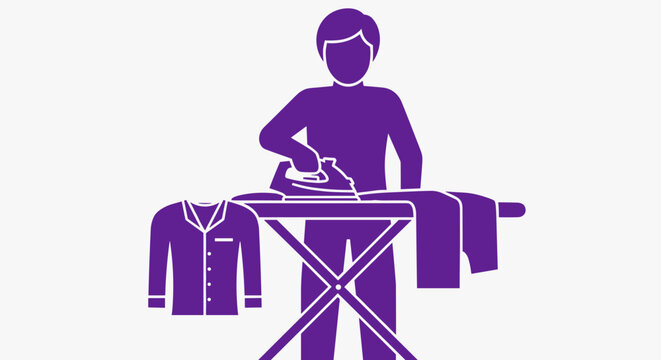 Man ironing on ironing board 1.
