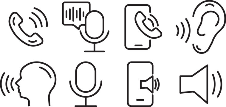 Voice icon set, professional vector illustration of microphone and sound wave symbols for web and mobile apps. microphone and audio symbols, high-quality vector icons for recording, podcasting, and vo