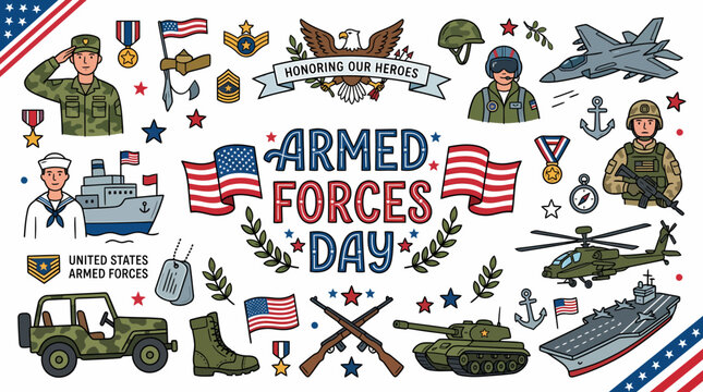 Armed Forces Day USA - Military Symbols Collage