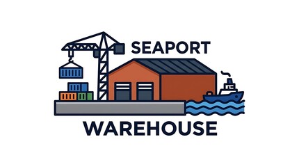 Naklejka premium Seaport warehouse shipping terminal logo.