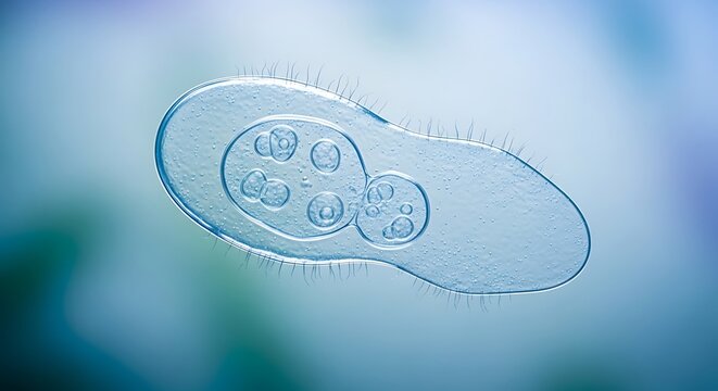 Paramecium caudatum protozoan cell dividing