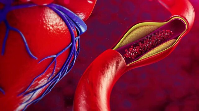 Medical procedure, doctor performing balloon angioplasty in cath lab