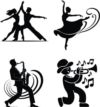 World dance day silhouette vector