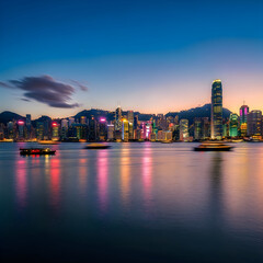 Naklejka premium singapore skyline at sunset