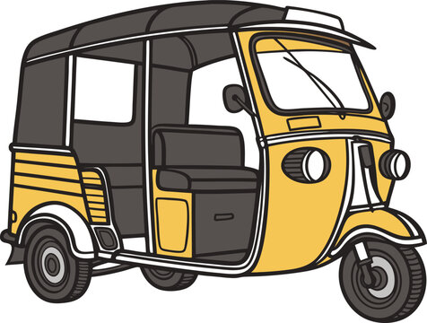Auto Rickshaw Transport Illustration Design. Three-Wheeler Rickshaw Vehicle Illustration. Auto Rickshaw City Transport Design. Urban Auto Rickshaw Travel Illustration. Traditional Rickshaw Vehicle