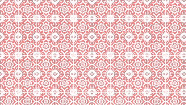Seamless pink and white pattern resembling vintage Moroccan or Portuguese ceramic tile