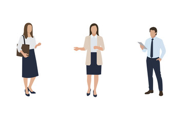 Fototapeta premium Business People Standing and Talking – Professional Office Workers Communication Illustration