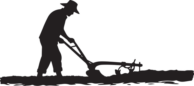 Man plowing field with tiller farmer