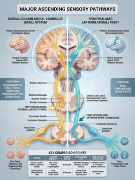 Major Ascending Sensory Pathways Illustration of the Dorsal Column-Medial Lemniscal and Spinothalamic Tracts