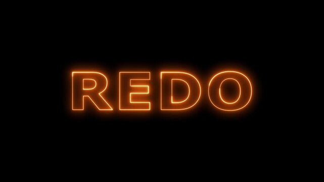 Redo text glowing orange neon effect on black.