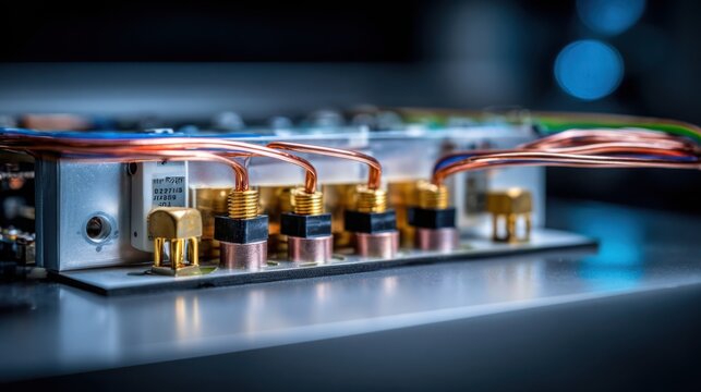 Intricate copper wiring connections within an advanced electrical junction system
