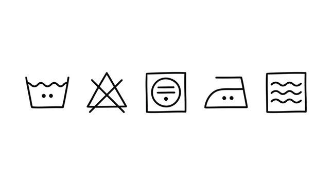Laundry Care Symbols in Simple Black and White