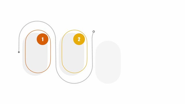 animated video of business infographics light grey rectangle shape with multi color label 4, 5 and 6 steps  for workflow, presentation, 4k animation