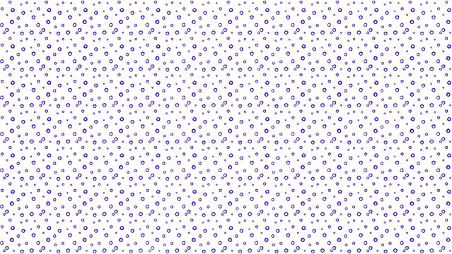 Whimsical blue hand-drawn circles and tiny dots create a seamless patterned background.