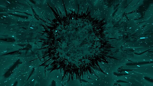 Turquoise Blue Energy Core Glitch Burst Futuristic Cyber Abstract VJ Loop 4K Seamless