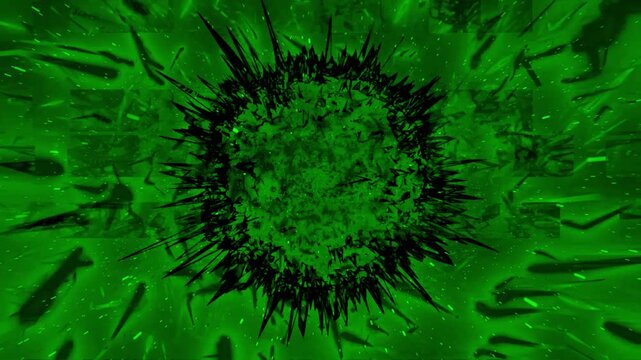 Green Energy Core Glitch Burst Futuristic Cyber Abstract VJ Loop 4K Seamless