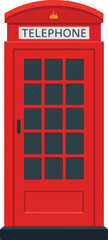 Obraz premium Classic British Red Telephone Booth London Icon Flat Vector Illustration