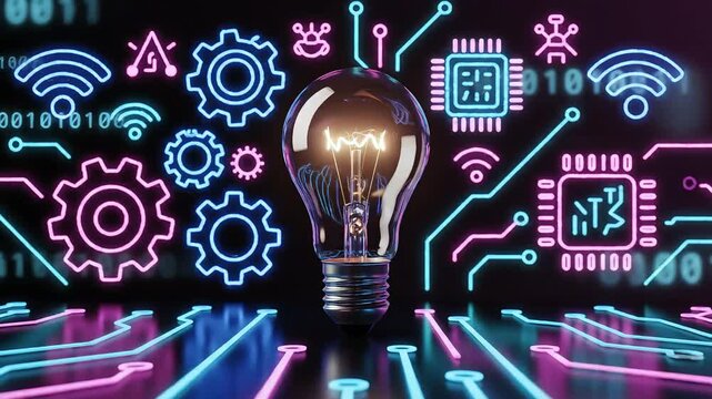 Innovative technology and creative idea generation concept.