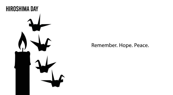 Hiroshima Day Commemoration with Candle and Origami Cranes.