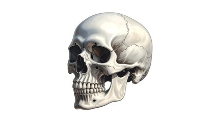 Obraz premium A white human skull on a plain white background