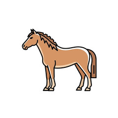Obraz premium Stylized Brown Horse Standing Side View Simple Flat Design