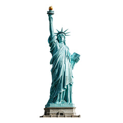 Fototapeta premium Statue of Liberty copper statue holding torch isolated on white background 3d render