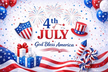 Obraz premium 4th of July Patriotic Celebration Background USA Independence Day Party Elements
