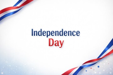Obraz premium Independence Day Background Minimal Patriotic Ribbon USA 4th of July Design