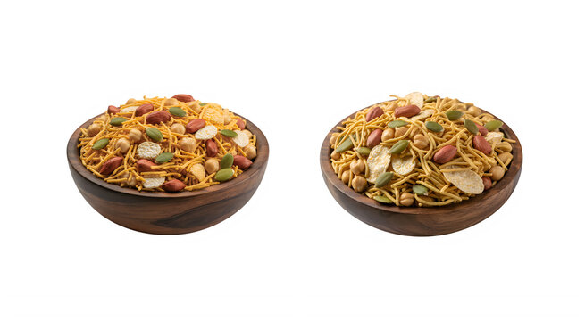 mixed snacks bowl with transparent background 