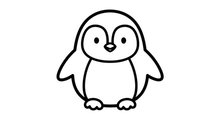Fototapeta premium Cute Baby Penguin Line Art Illustration, Minimalist Cartoon Bird Vector for Kids Coloring Book and Craft Design