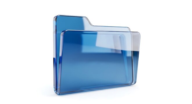 A sleek, modern, blue folder icon with a glossy finish and a slight shadow effect.